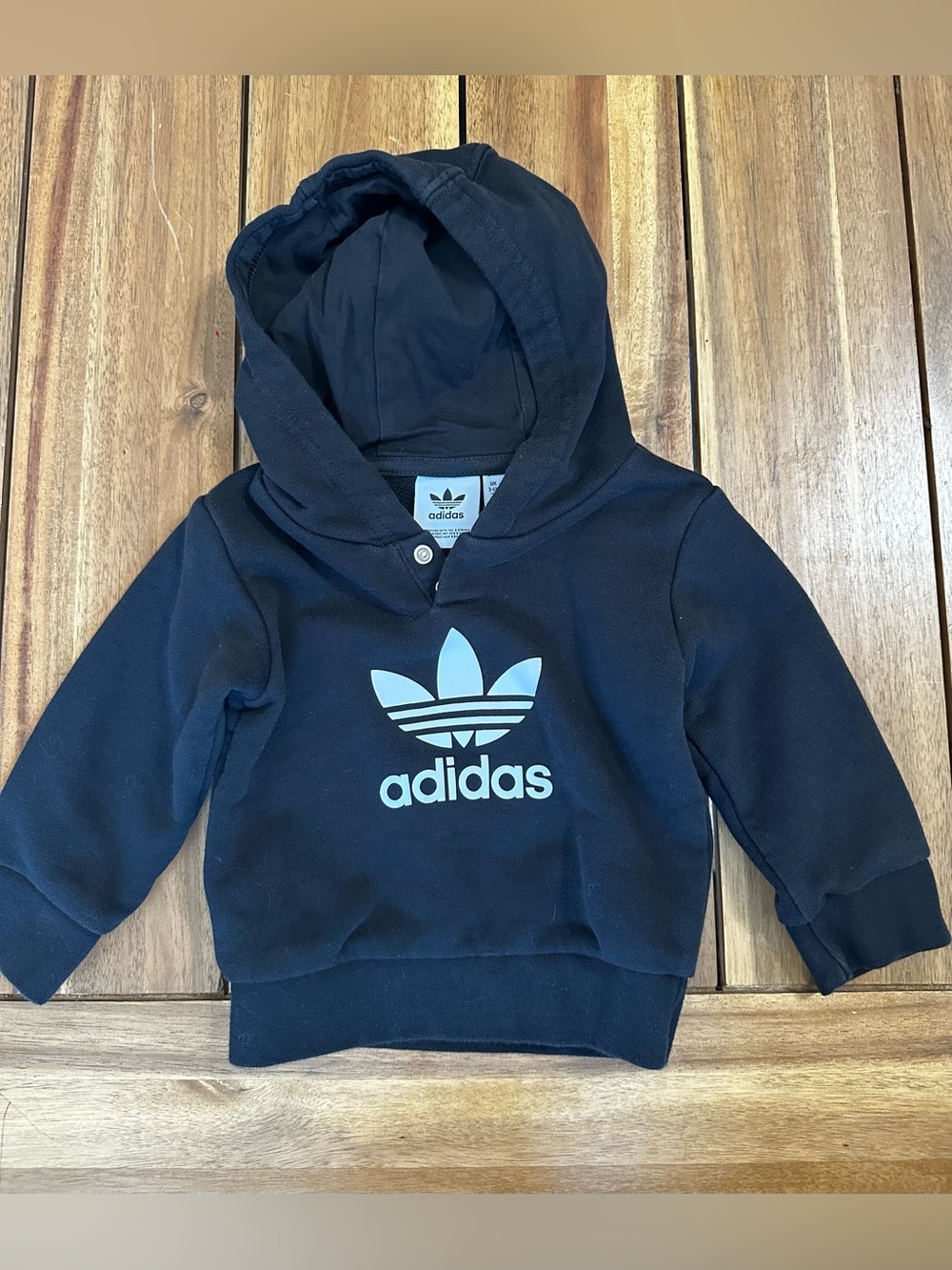 adidas black baby Hoodie with Trefoil Logo size 3-6m